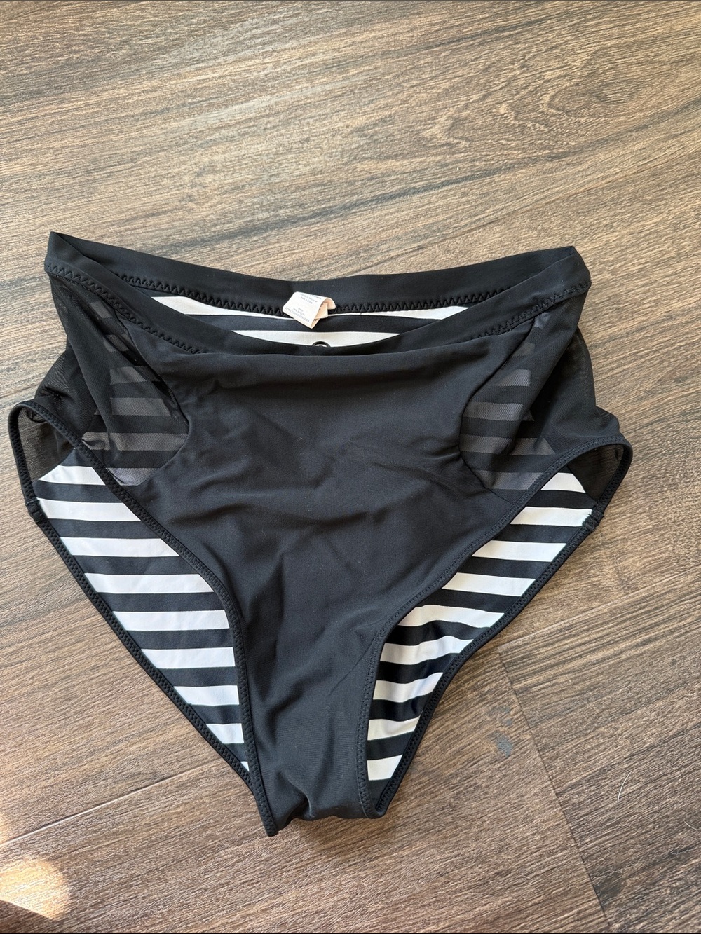 lululemon athletica Black Bikini Bottom with Black-and-White Stripe Lining